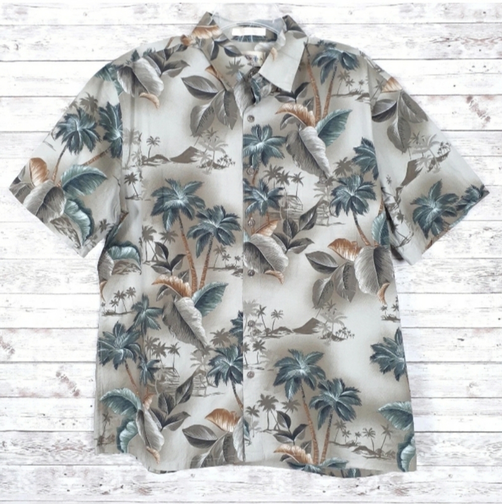 Campia Mens Hawaiian Shirt Large Short Sleeve Tropical 55A